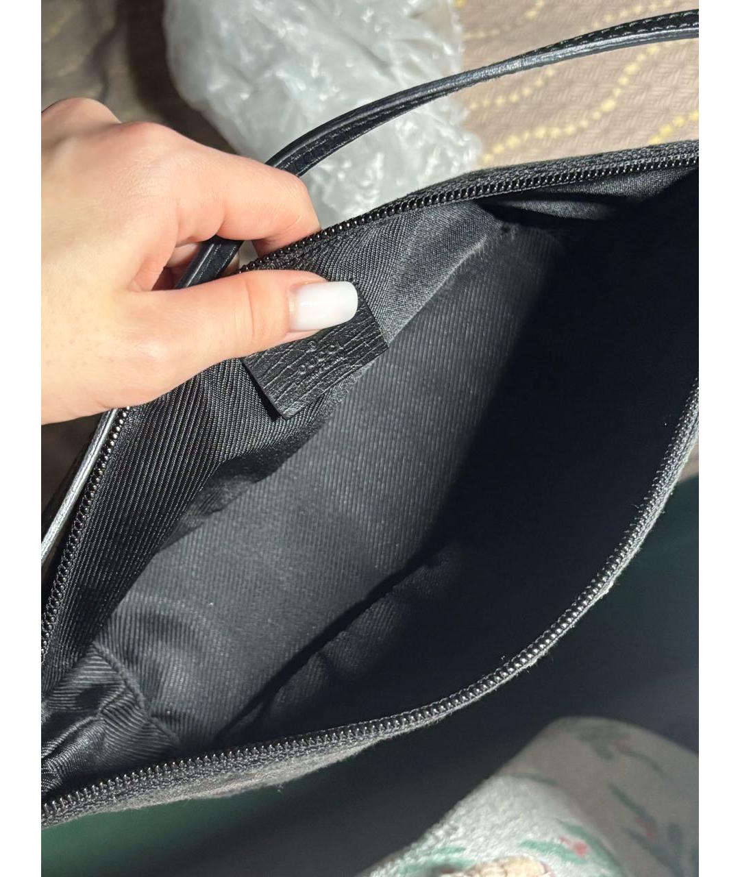 GUCCI Черная тканевая сумка с короткими ручками, фото 8