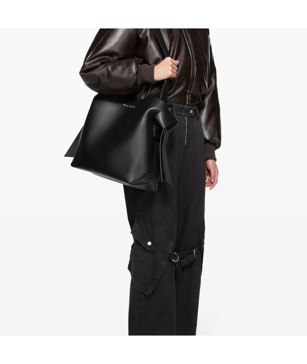 ACNE STUDIOS Черная кожаная сумка тоут, фото 3