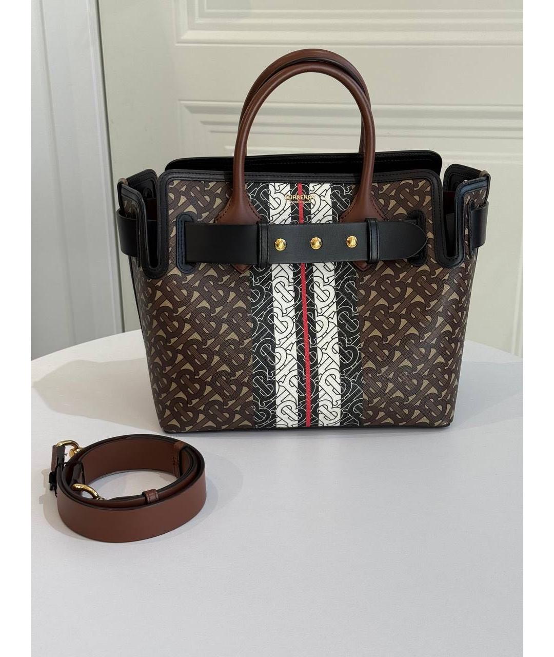 BURBERRY Коричневая кожаная сумка тоут, фото 5