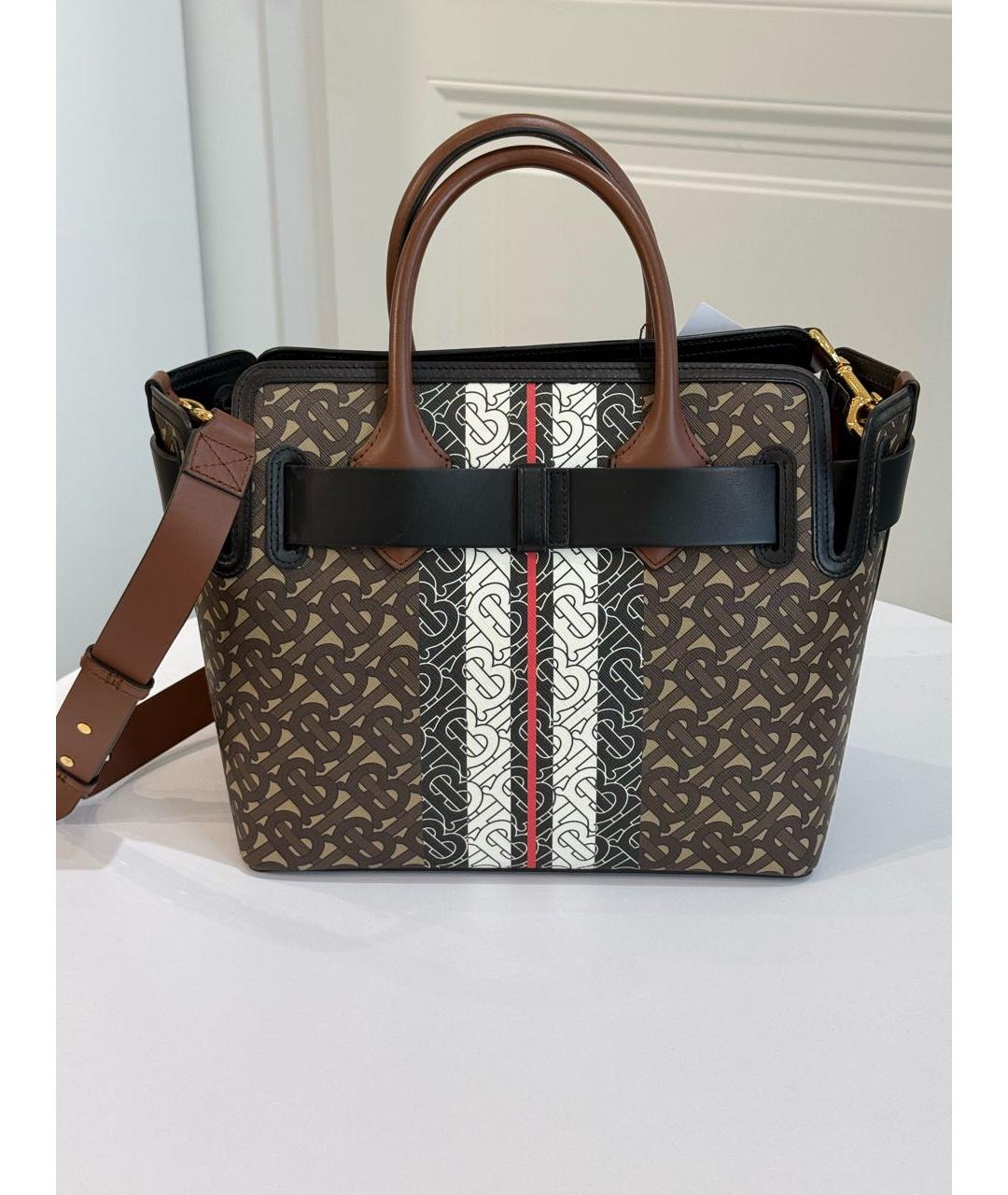 BURBERRY Коричневая кожаная сумка тоут, фото 3