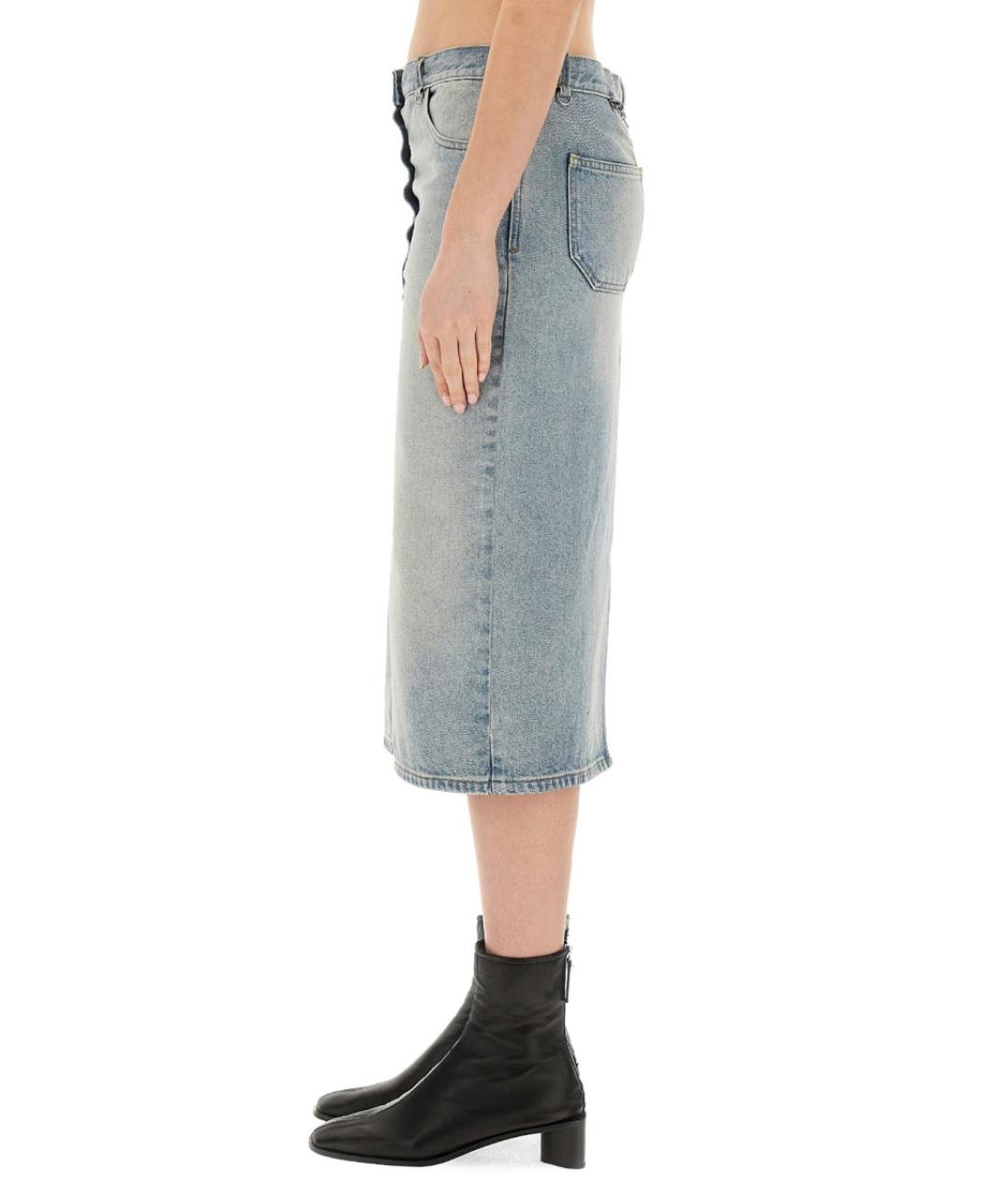 COURREGES Голубая хлопковая юбка миди, фото 5