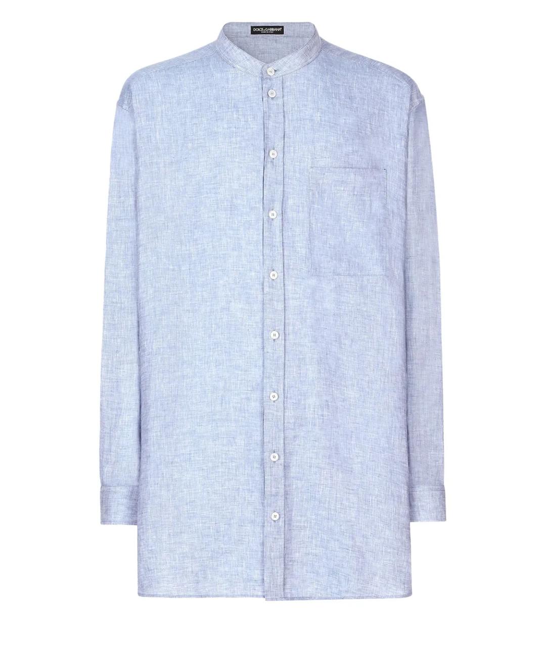 DOLCE&GABBANA Голубая льняная кэжуал рубашка, фото 1