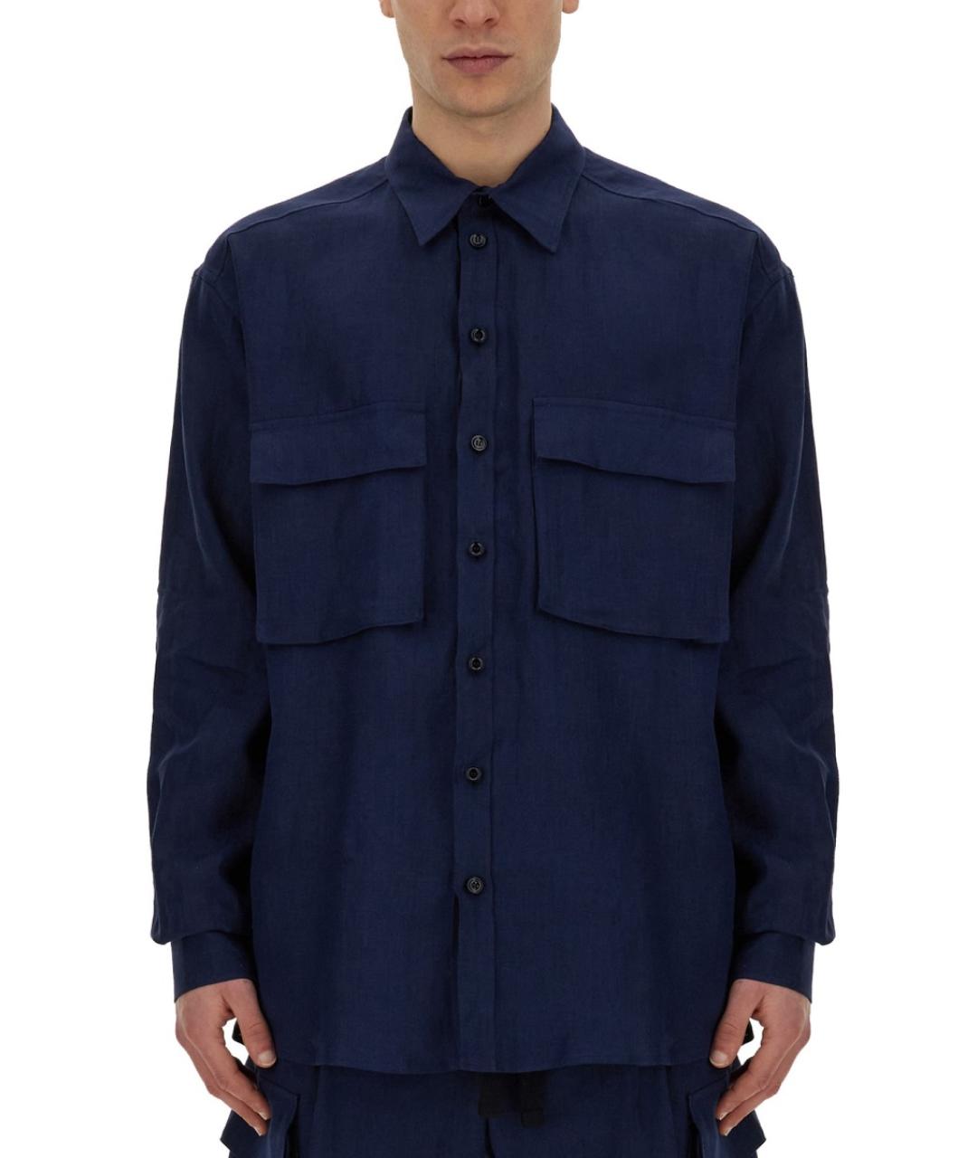 DOLCE&GABBANA Синяя льняная кэжуал рубашка, фото 2