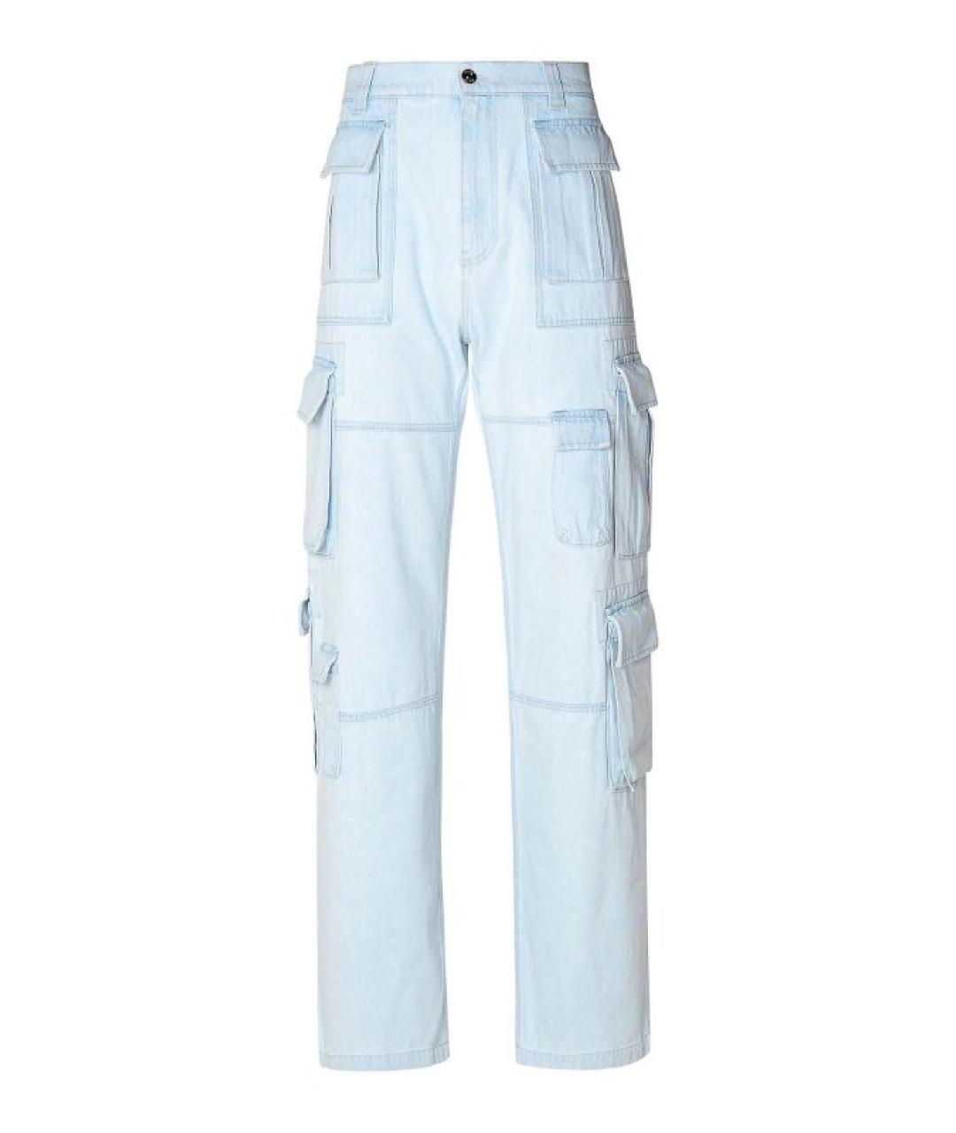 VERSACE Голубые хлопковые прямые джинсы, фото 1