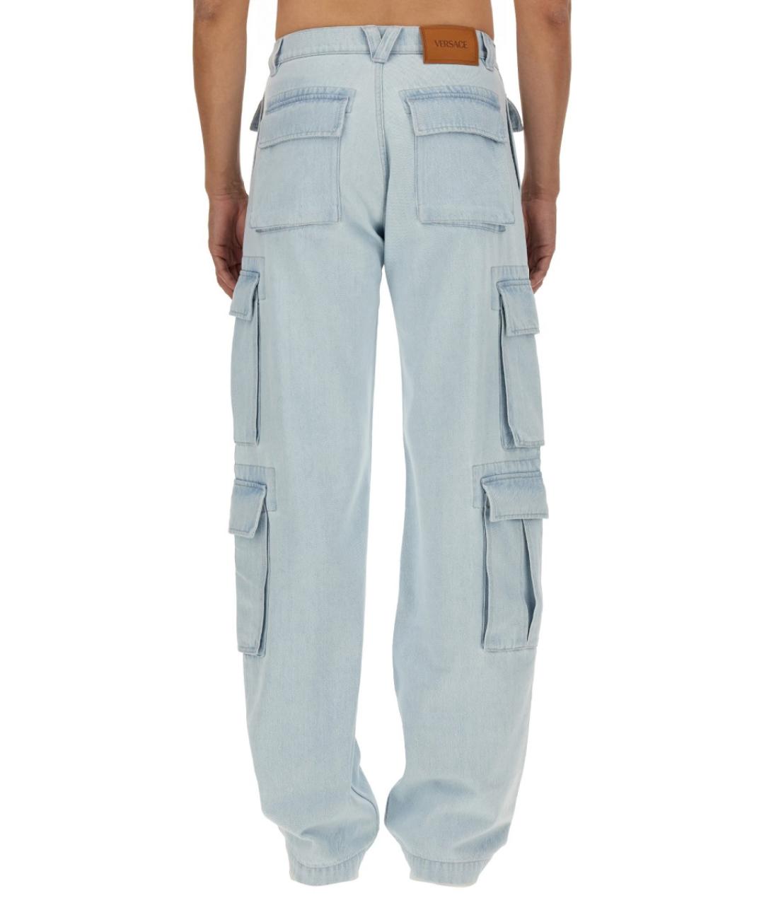 VERSACE Голубые хлопковые прямые джинсы, фото 5