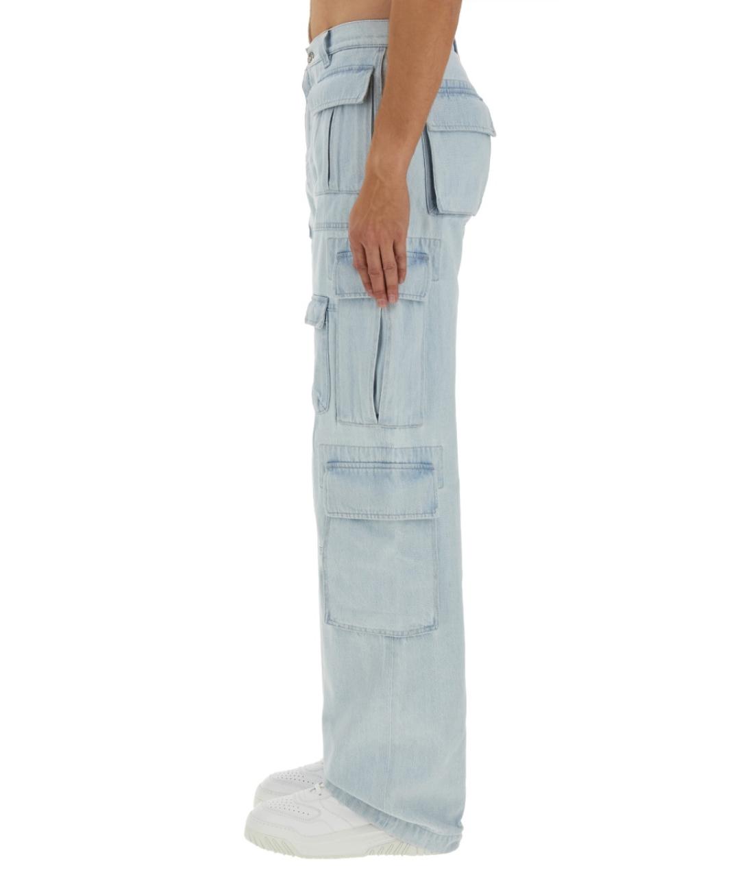 VERSACE Голубые хлопковые прямые джинсы, фото 4