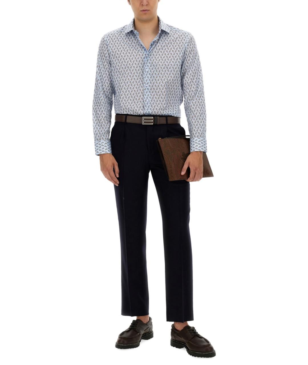 ETRO Голубая хлопковая кэжуал рубашка, фото 3