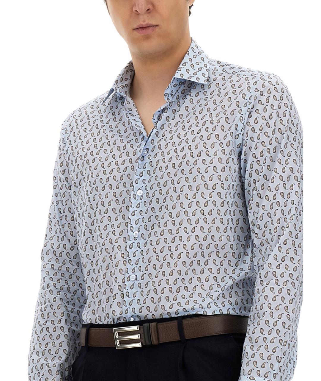 ETRO Голубая хлопковая кэжуал рубашка, фото 5