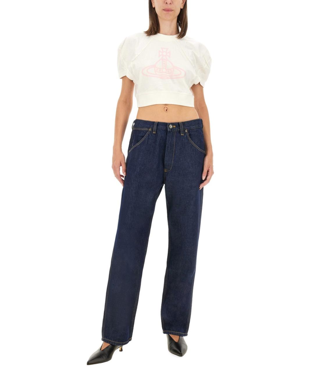 VIVIENNE WESTWOOD Синие хлопковые прямые джинсы, фото 3