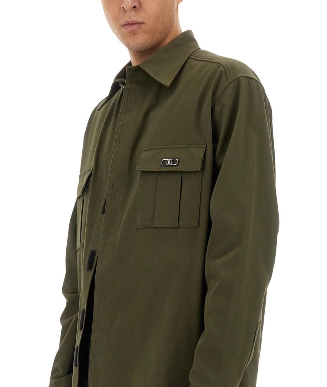 DOLCE&GABBANA Зеленая хлопковая кэжуал рубашка, фото 5