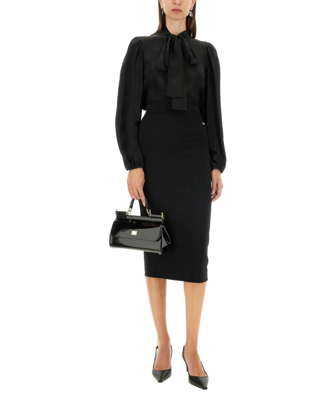 DOLCE&GABBANA Черная вискозная юбка миди, фото 2