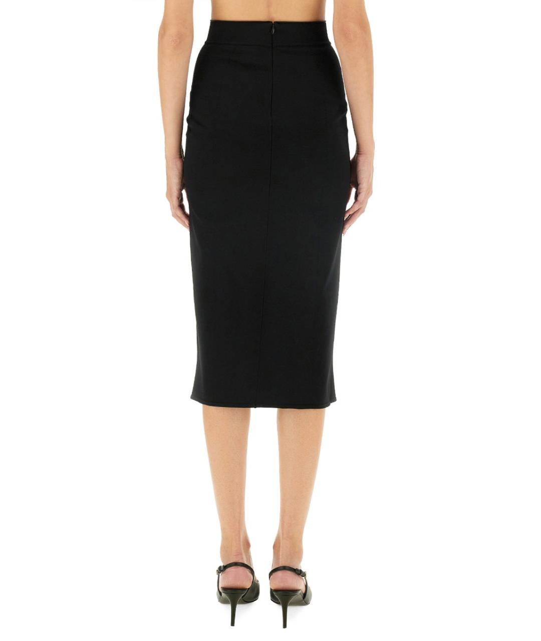 DOLCE&GABBANA Черная вискозная юбка миди, фото 3