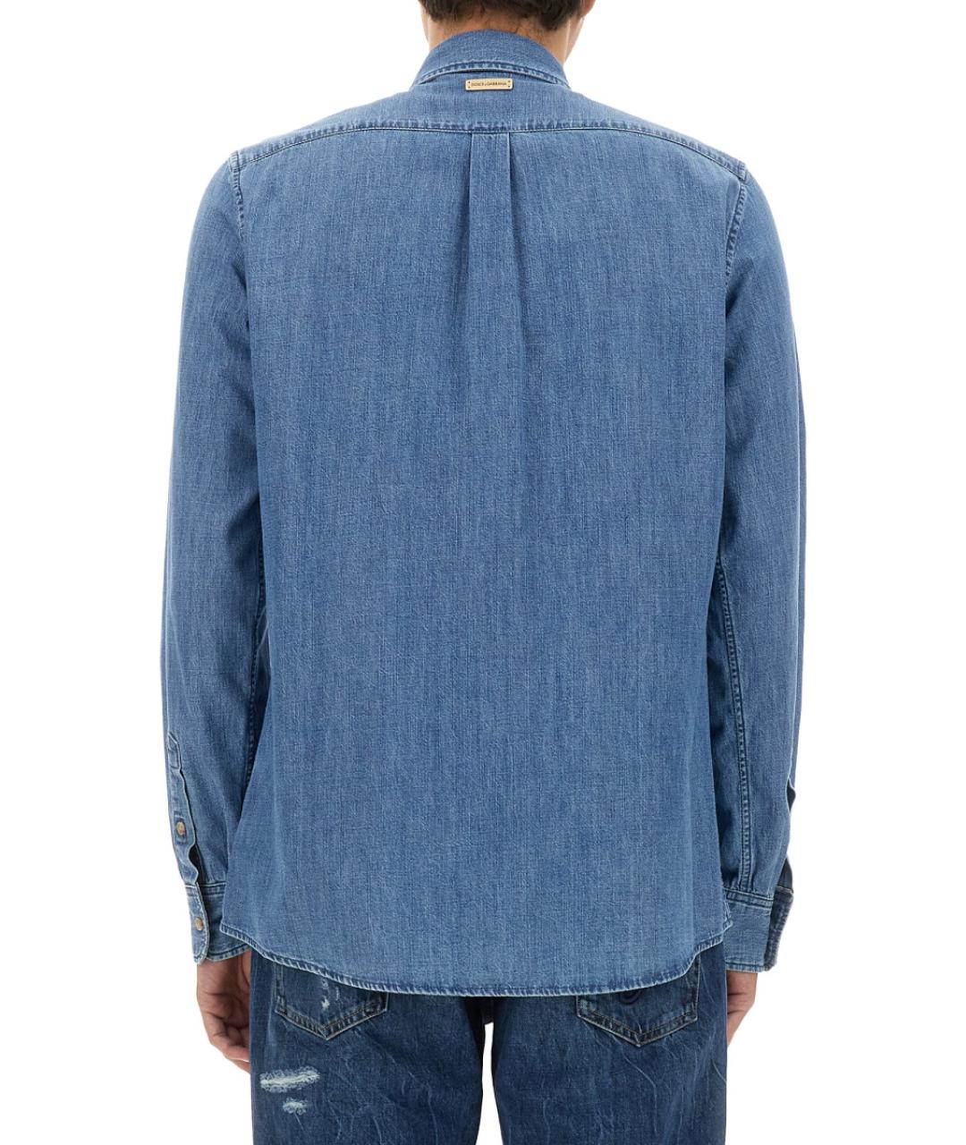 DOLCE&GABBANA Синяя хлопковая кэжуал рубашка, фото 4