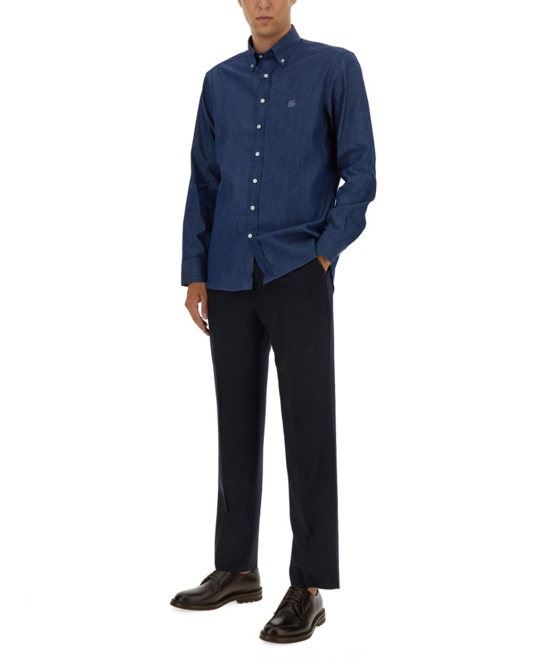 ETRO Синяя хлопковая кэжуал рубашка, фото 3