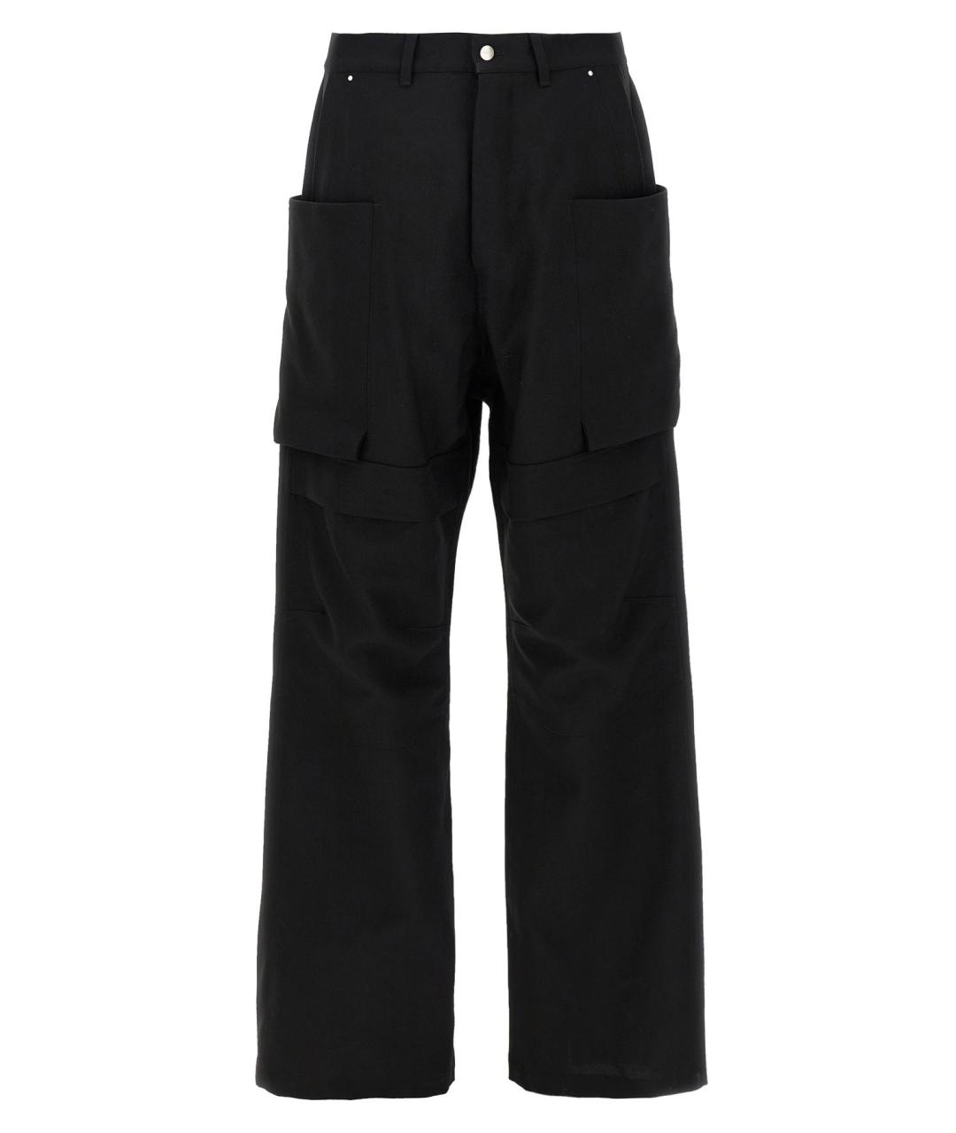 RICK OWENS Черные шерстяные повседневные брюки, фото 1