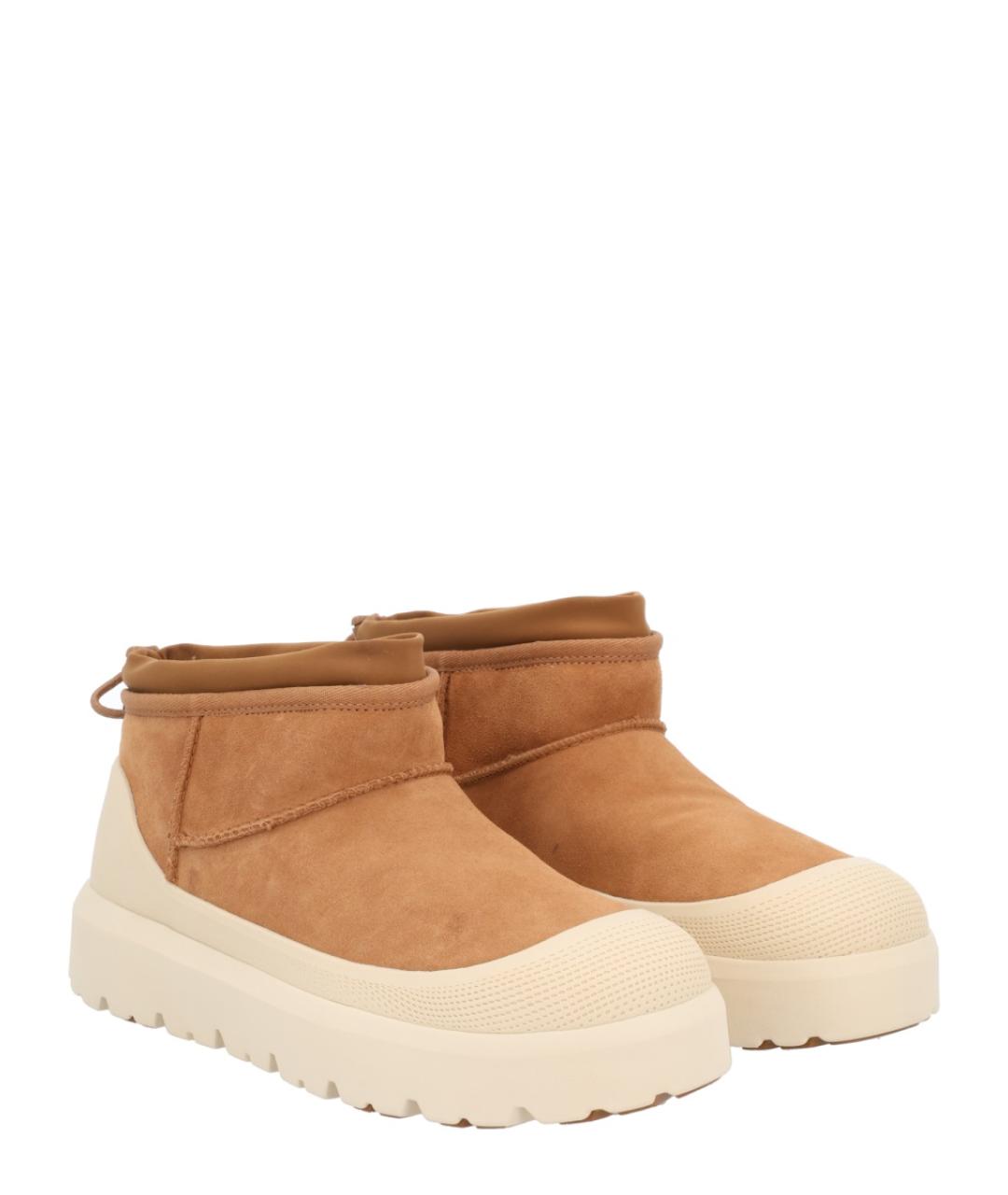 UGG AUSTRALIA Коричневые кожаные низкие ботинки, фото 2