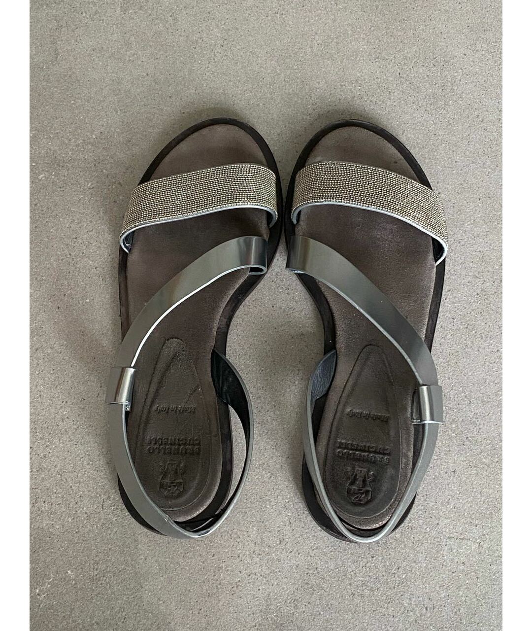 BRUNELLO CUCINELLI Серебряные кожаные сандалии, фото 3