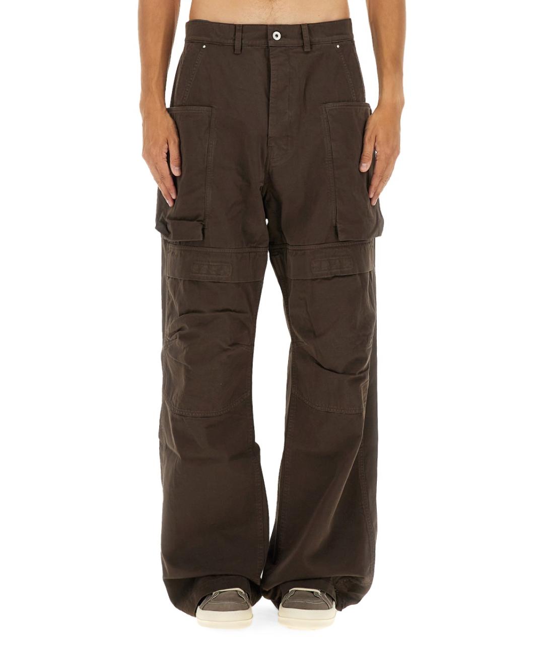 RICK OWENS DRKSHDW Коричневые хлопковые повседневные брюки, фото 2