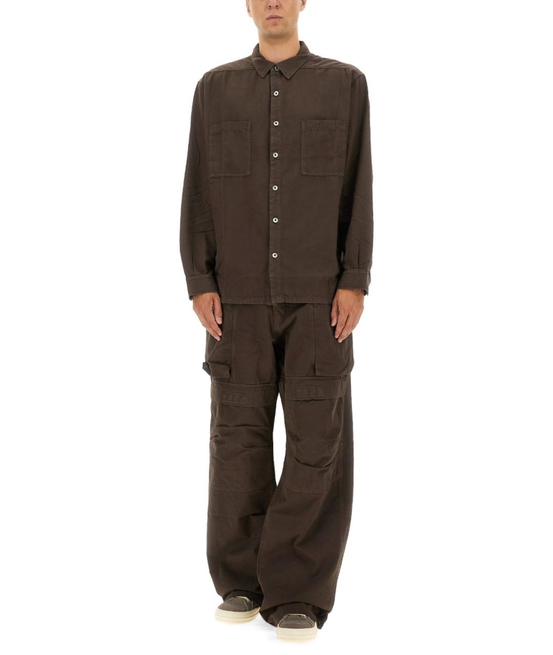 RICK OWENS DRKSHDW Коричневые хлопковые повседневные брюки, фото 3