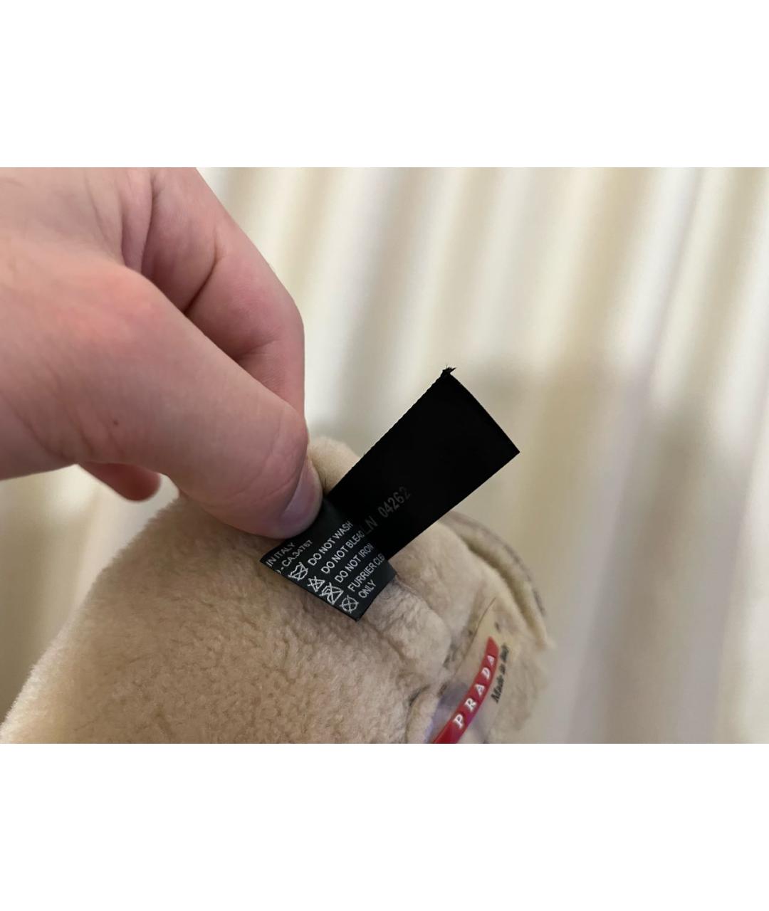 PRADA Бежевая кожаная шапка, фото 8