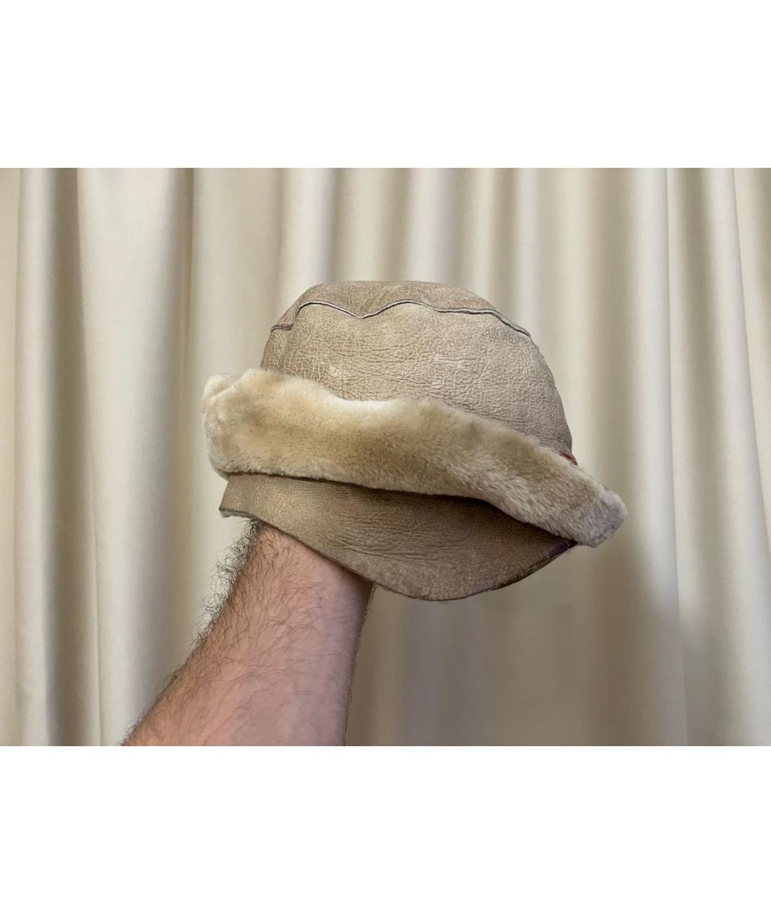 PRADA Бежевая кожаная шапка, фото 2