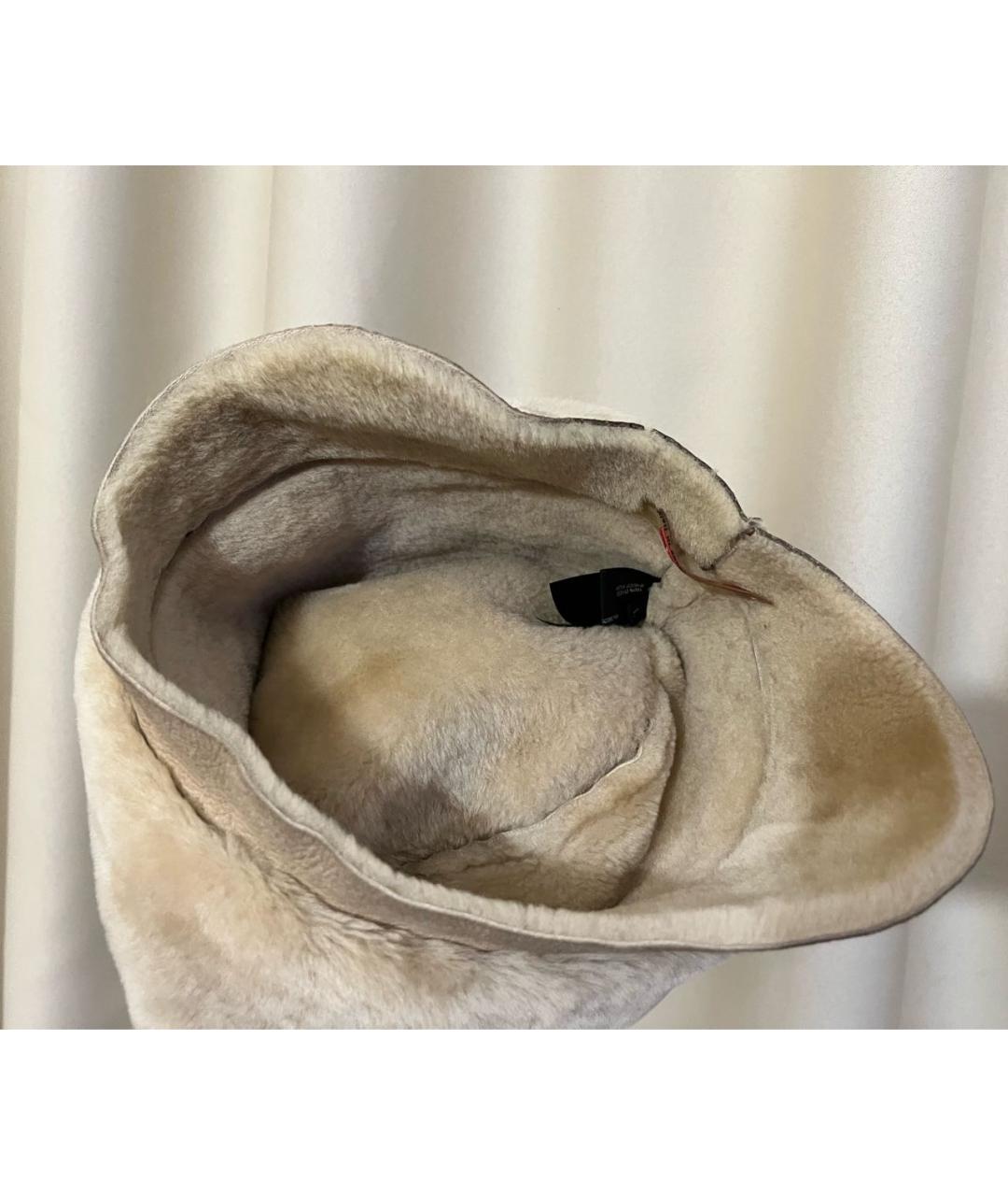 PRADA Бежевая кожаная шапка, фото 5