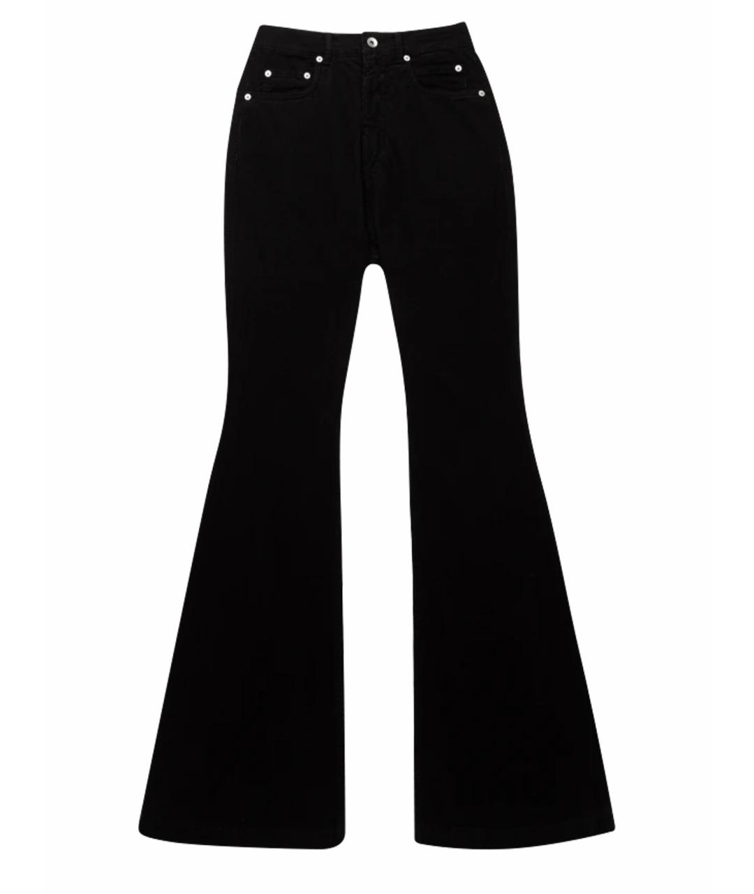 RICK OWENS Черные хлопко-леновые прямые джинсы, фото 1