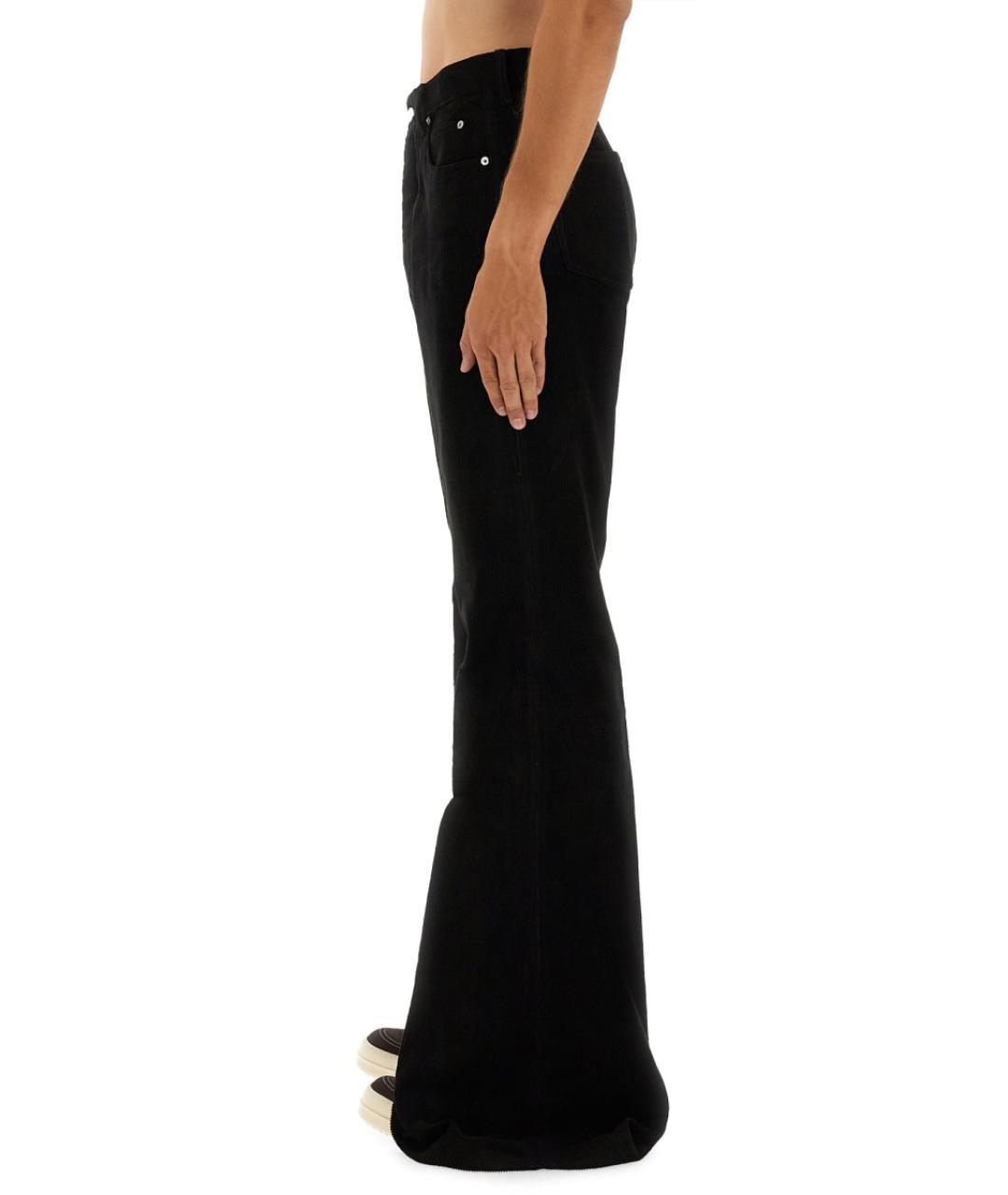 RICK OWENS Черные хлопко-леновые прямые джинсы, фото 5