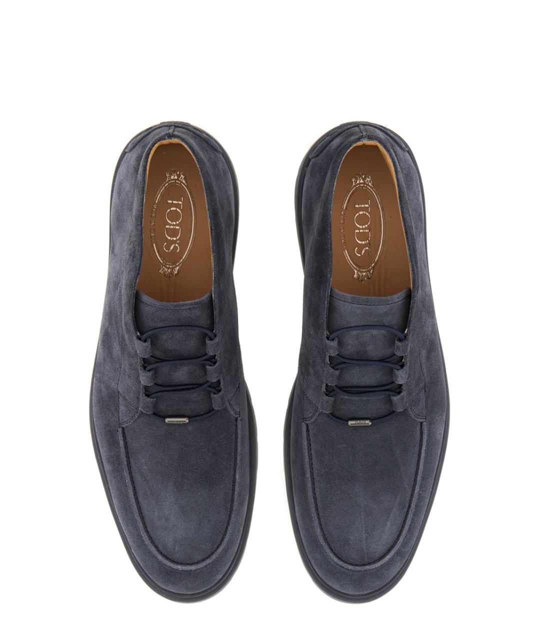 TOD'S Синие кожаные низкие ботинки, фото 6