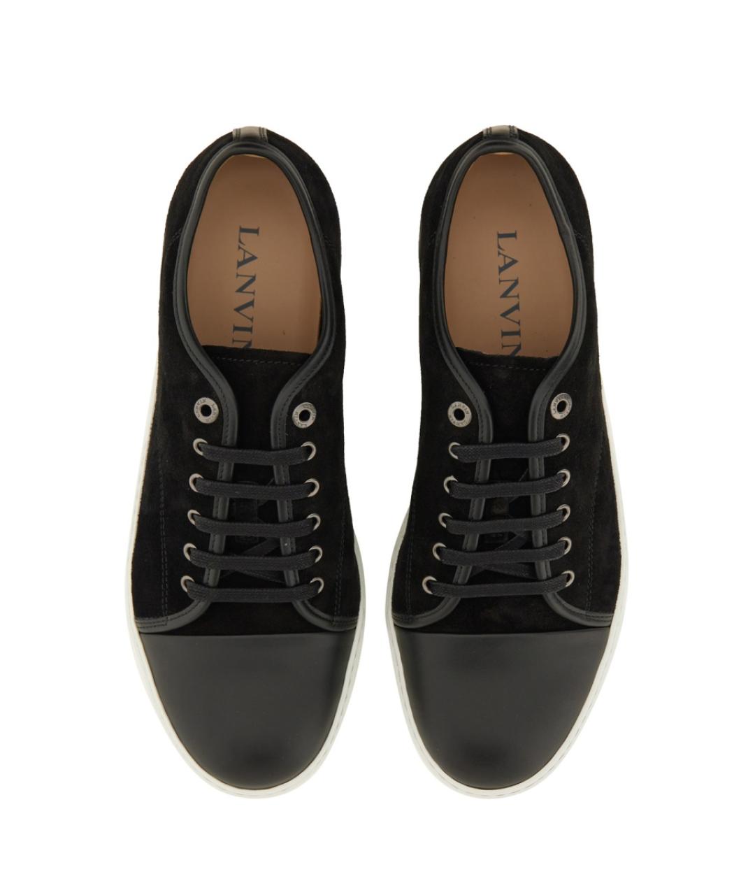 LANVIN Черные замшевые низкие кроссовки / кеды, фото 6