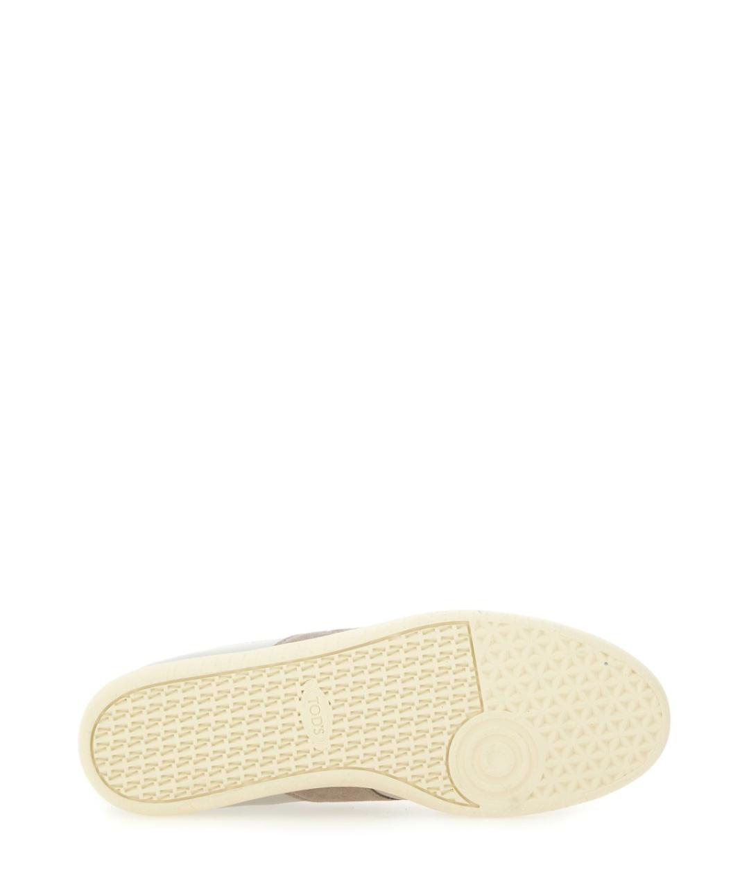 TOD'S Бежевые кожаные низкие кроссовки / кеды, фото 5