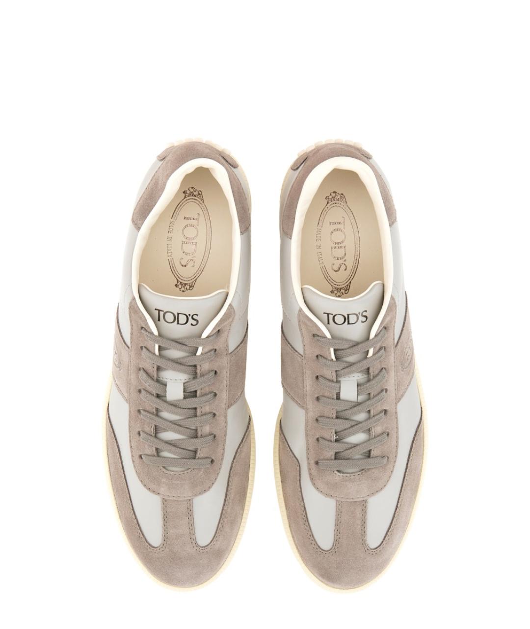 TOD'S Бежевые кожаные низкие кроссовки / кеды, фото 6