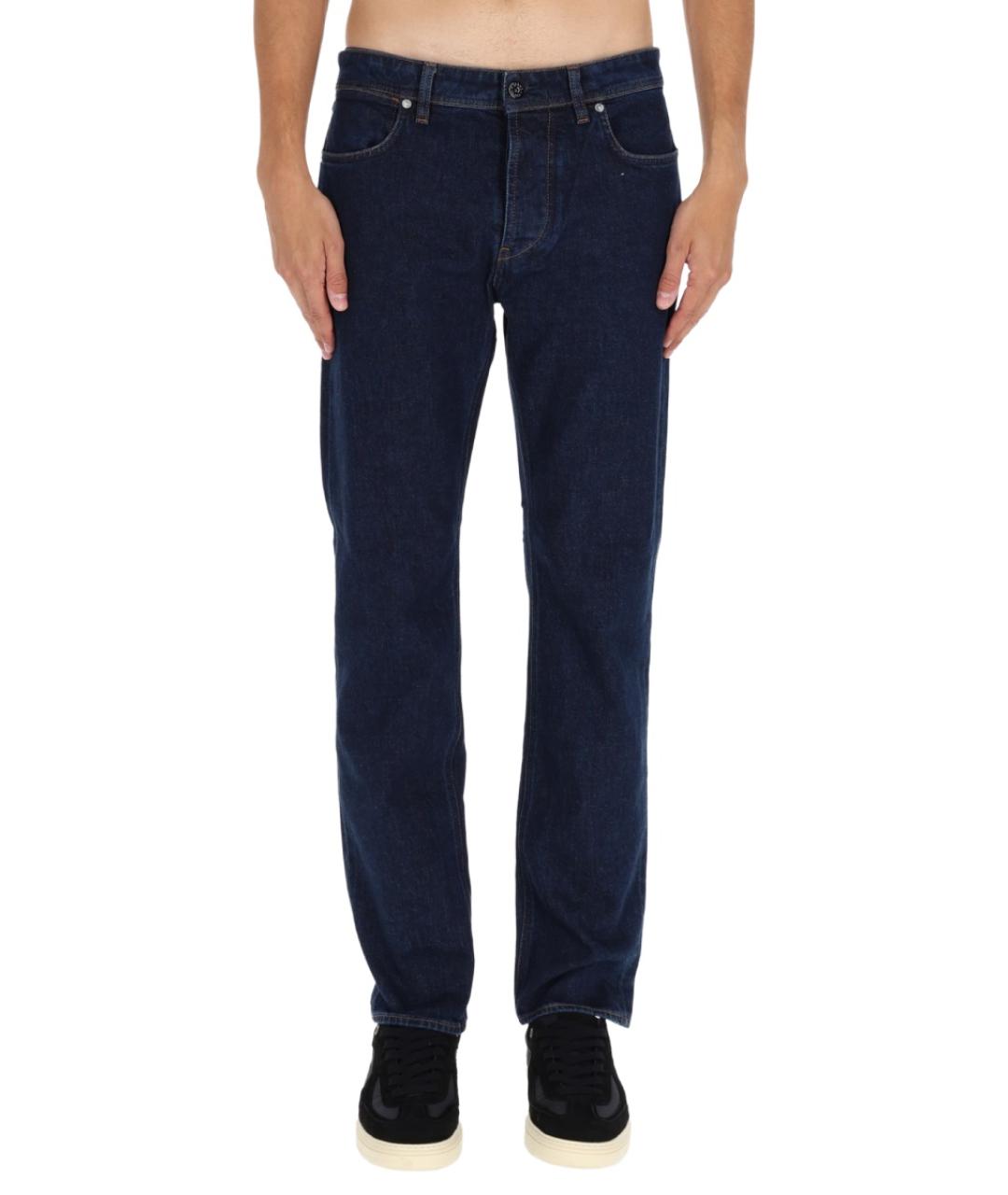 STONE ISLAND Синие хлопковые прямые джинсы, фото 2