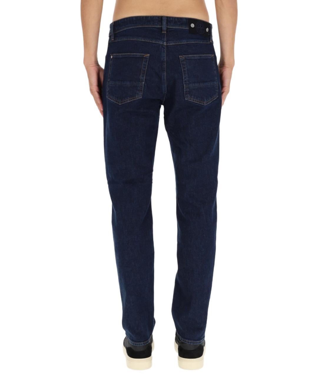 STONE ISLAND Синие хлопковые прямые джинсы, фото 5