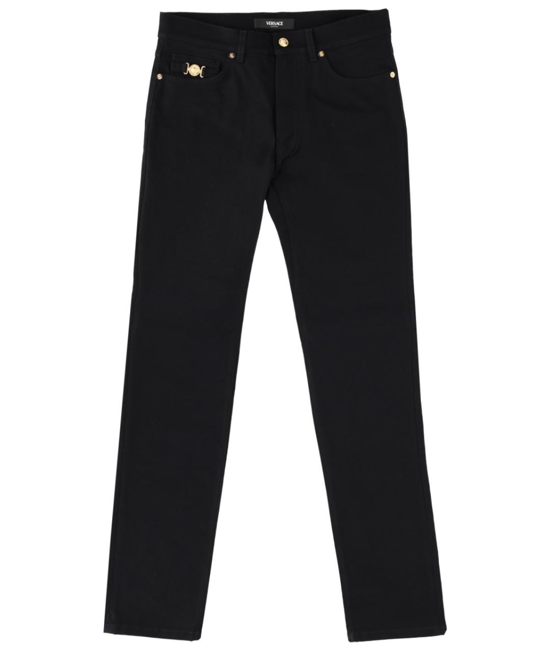 VERSACE Черные хлопко-эластановые джинсы скинни, фото 1