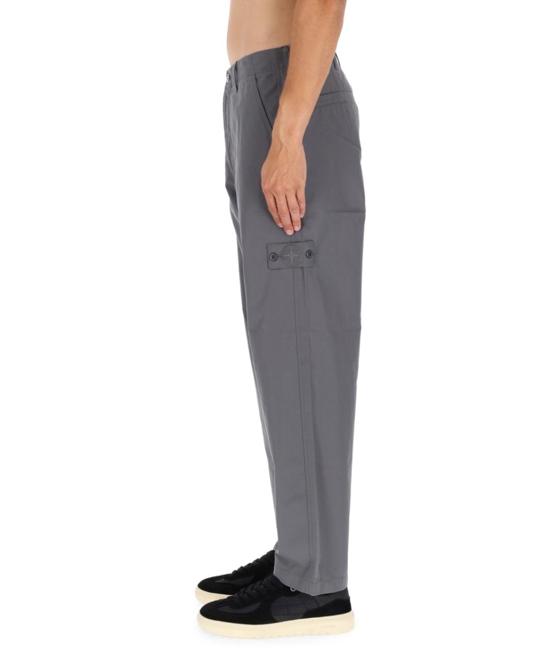 STONE ISLAND Серые хлопковые повседневные брюки, фото 4