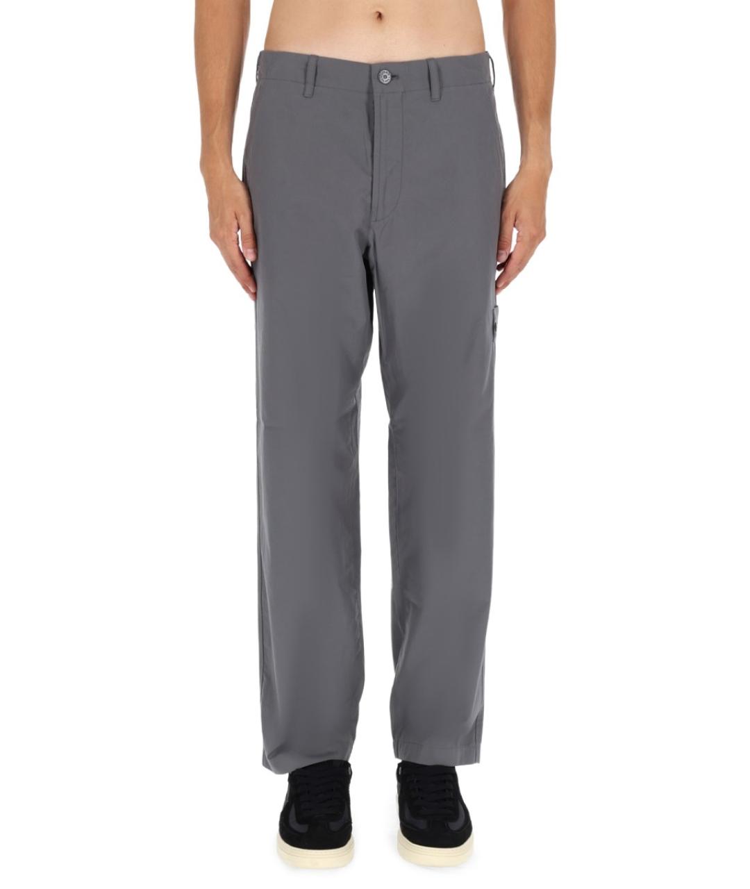 STONE ISLAND Серые хлопковые повседневные брюки, фото 2