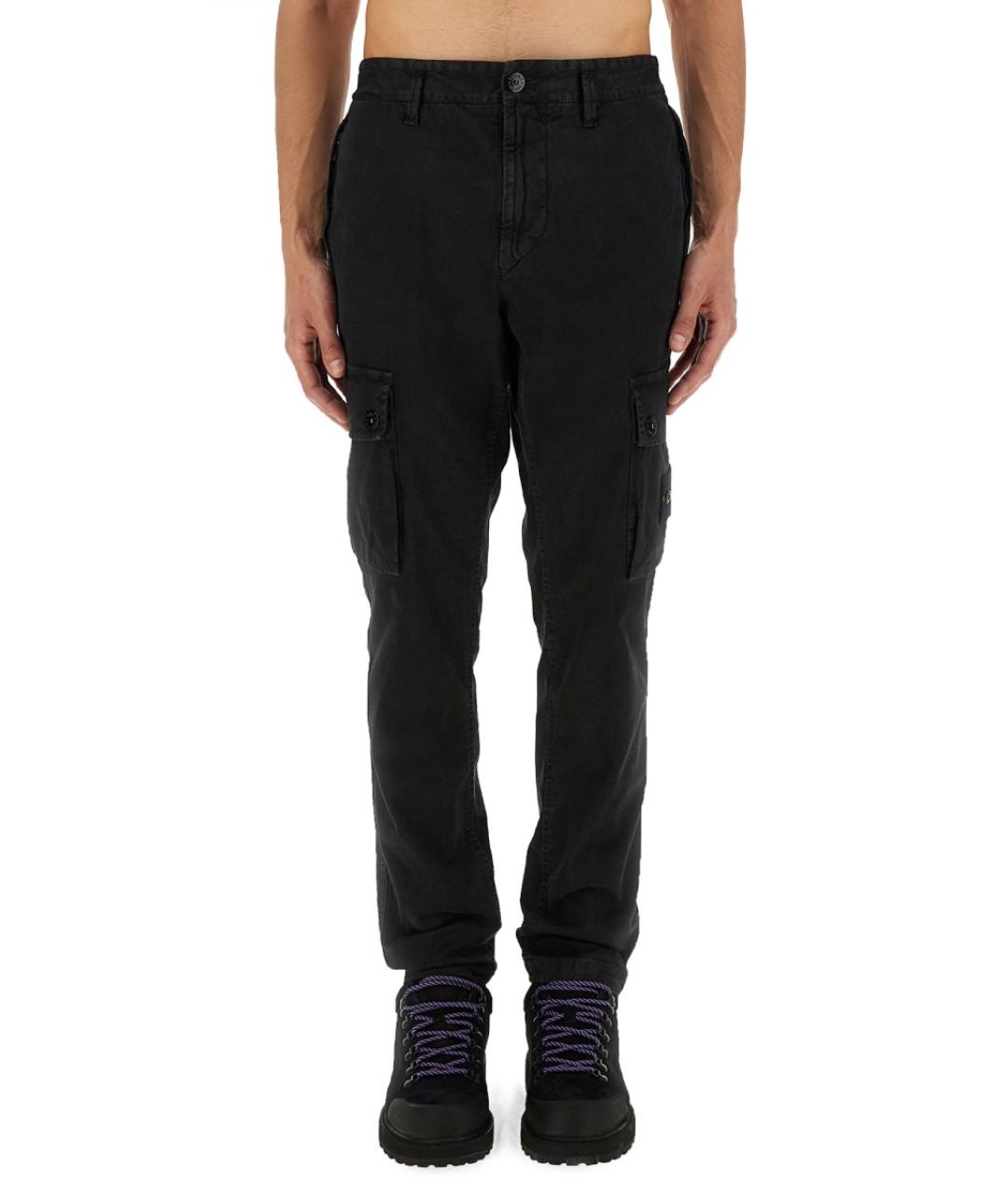 STONE ISLAND Черные хлопковые повседневные брюки, фото 2