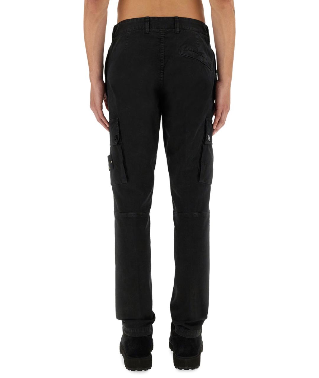 STONE ISLAND Черные хлопковые повседневные брюки, фото 4