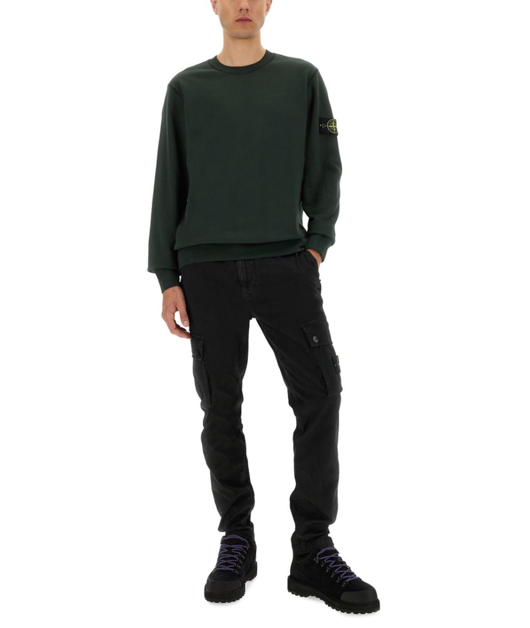 STONE ISLAND Черные хлопковые повседневные брюки, фото 3