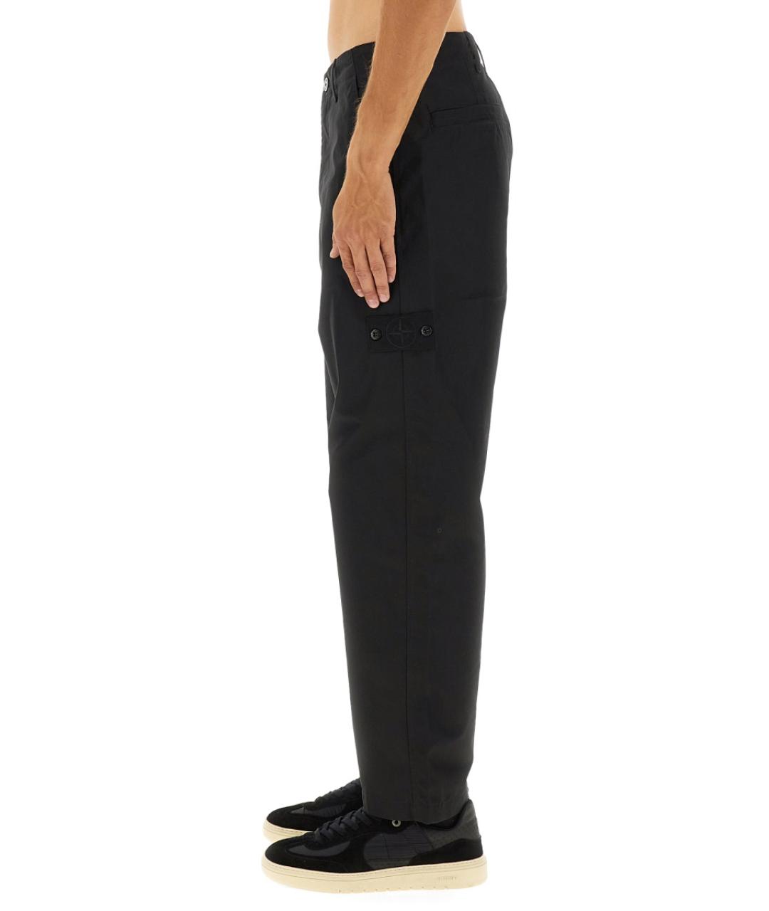 STONE ISLAND Черные хлопковые повседневные брюки, фото 4