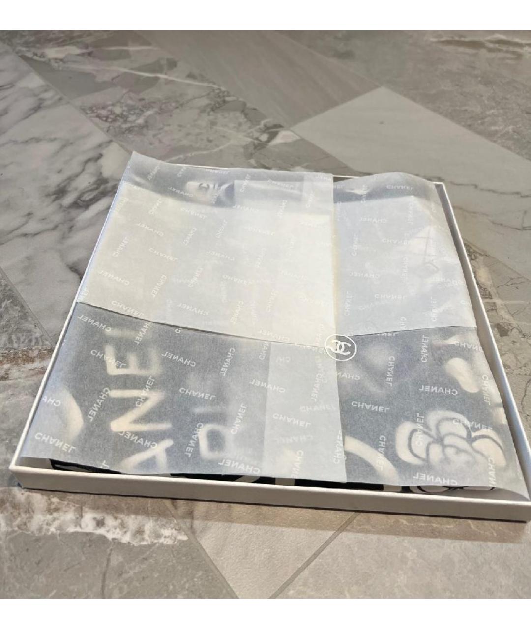 CHANEL Черный шелковый платок, фото 6