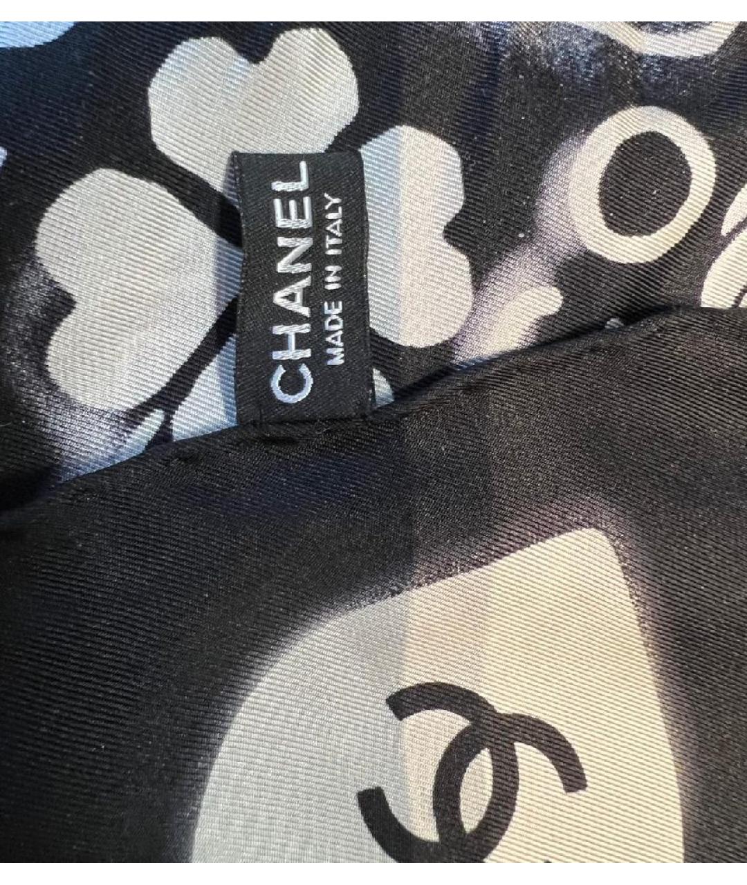 CHANEL Черный шелковый платок, фото 2