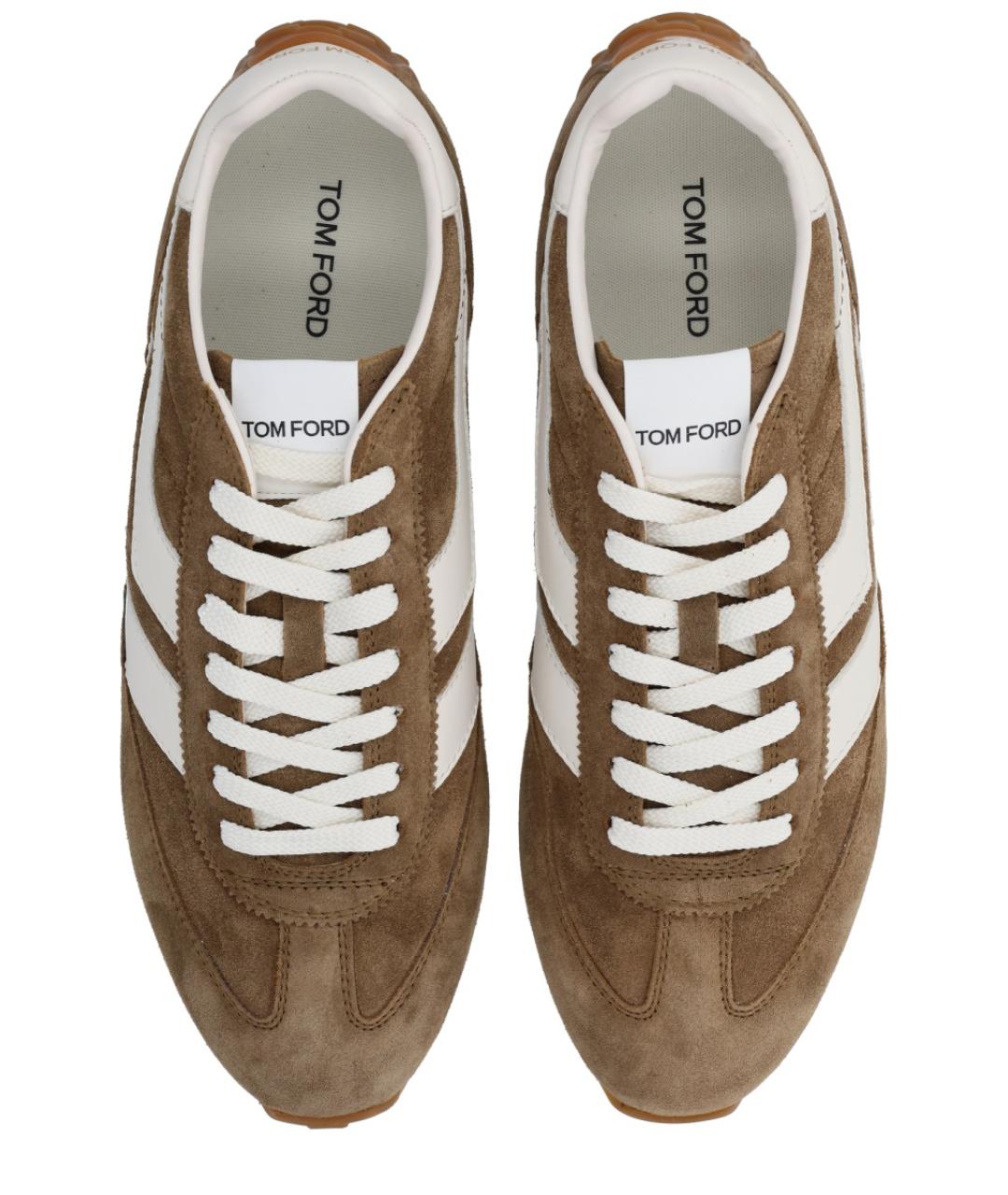 TOM FORD Коричневые кожаные низкие кроссовки / кеды, фото 5