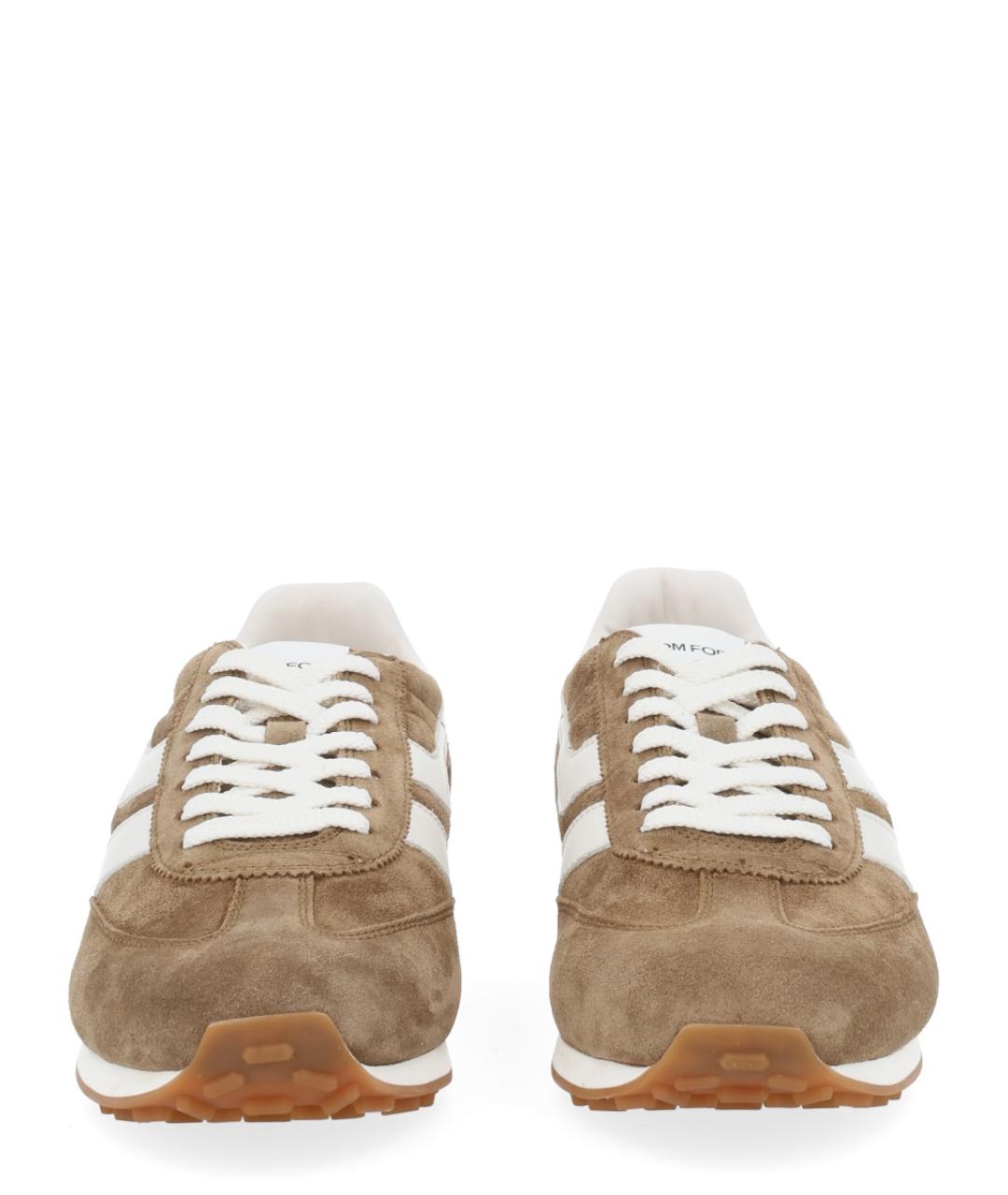 TOM FORD Коричневые кожаные низкие кроссовки / кеды, фото 3