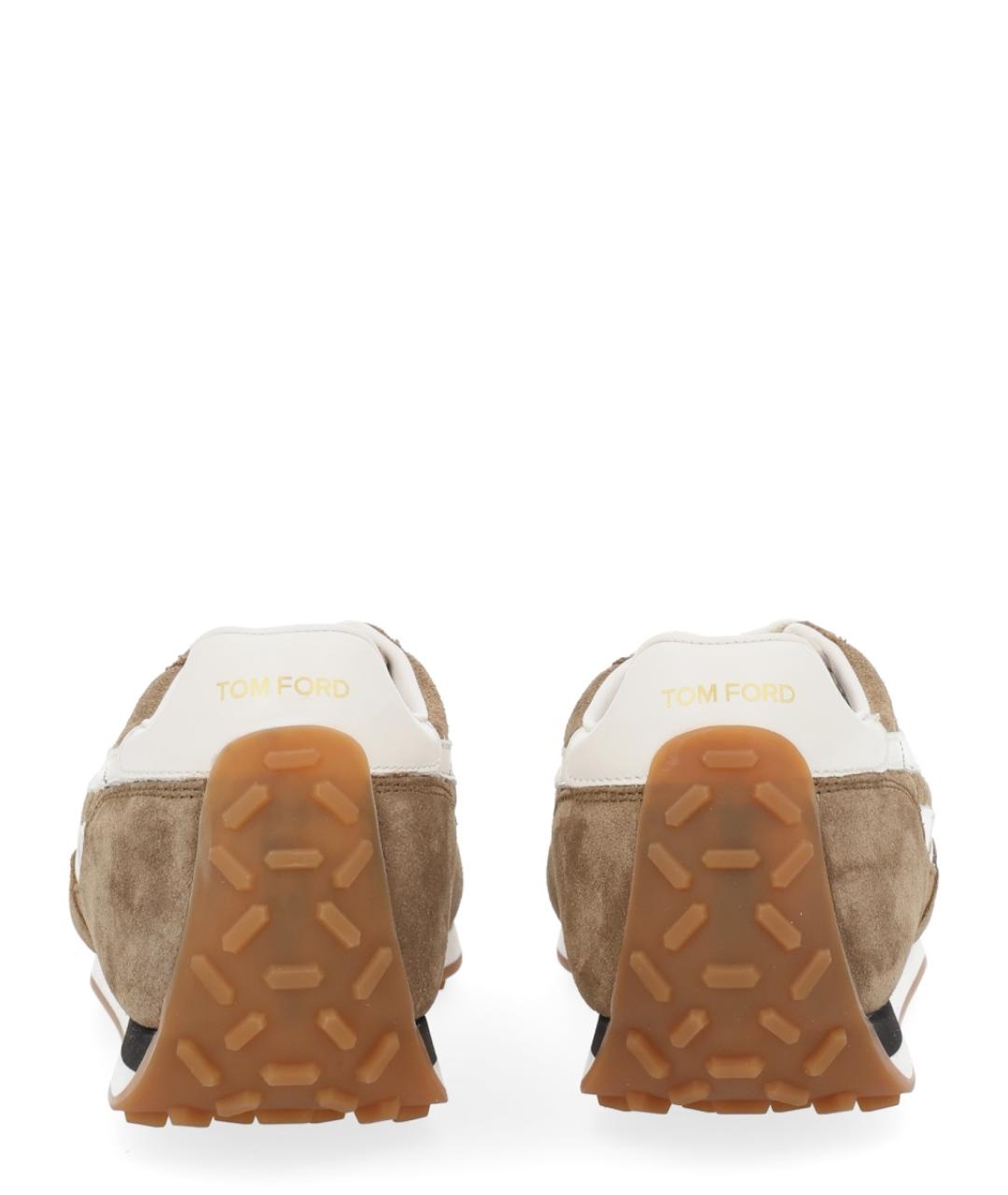 TOM FORD Коричневые кожаные низкие кроссовки / кеды, фото 4
