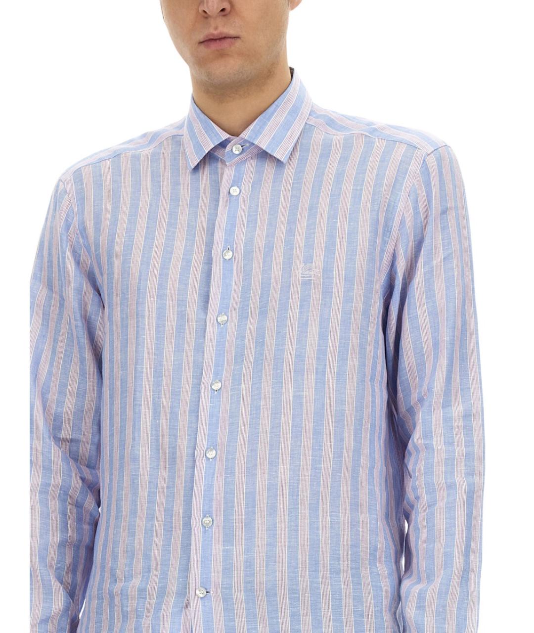 ETRO Голубая льняная кэжуал рубашка, фото 5