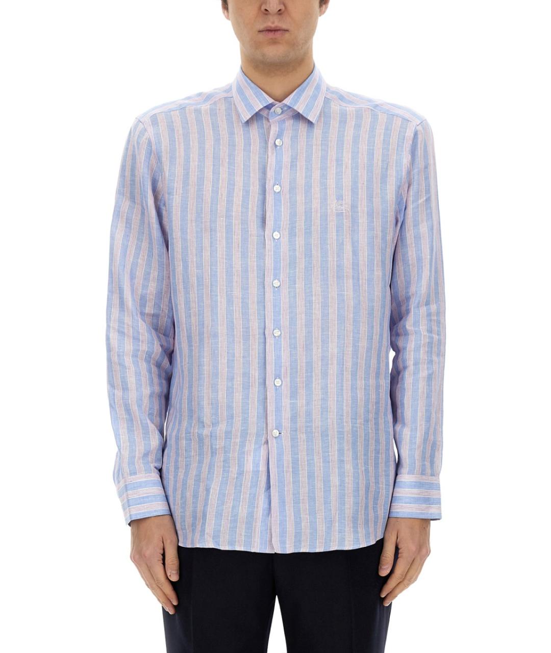 ETRO Голубая льняная кэжуал рубашка, фото 2