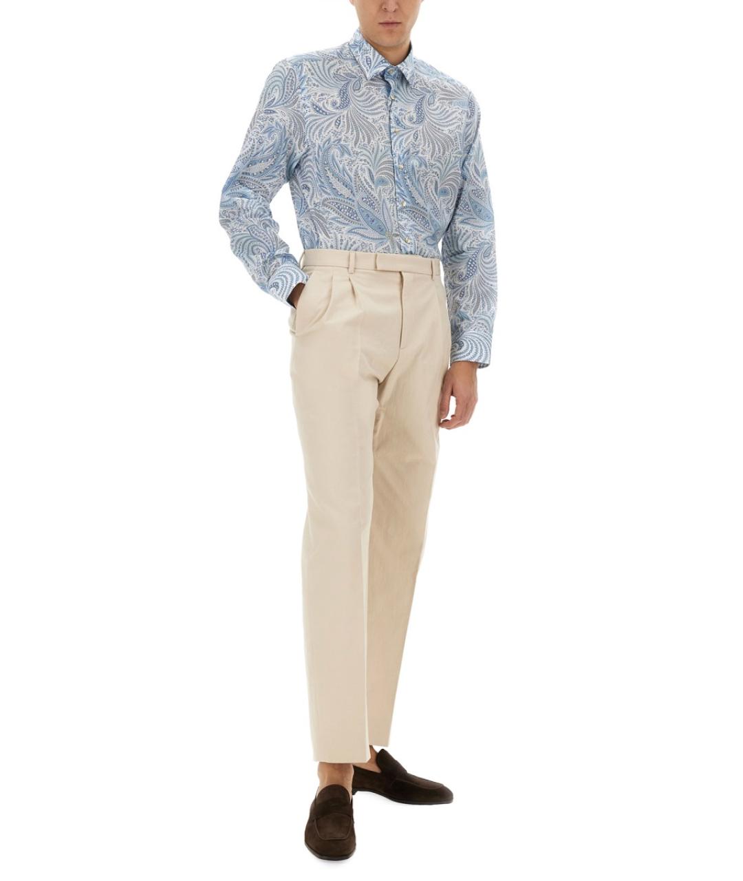 ETRO Голубая хлопковая кэжуал рубашка, фото 3