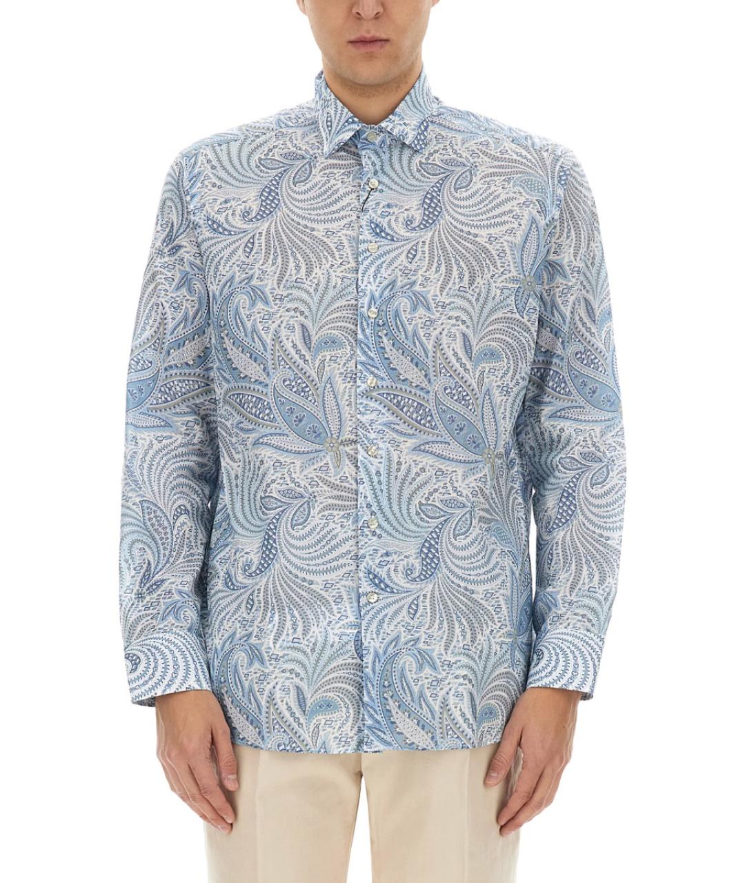 ETRO Голубая хлопковая кэжуал рубашка, фото 2